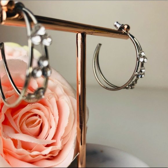 Charming Silver Colour Hoop earrings - Picture 3 of 3